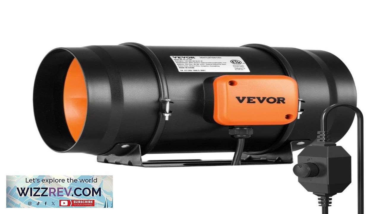 VEVOR Inline Duct Fan 8 Inch 750 CFM with Variable Speed Controller Quiet