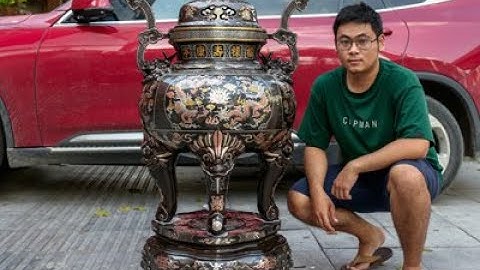 Đỉnh Thờ Mẫu Cổ Bằng Đồng Khảm Ngũ Sắc Cao 1m35