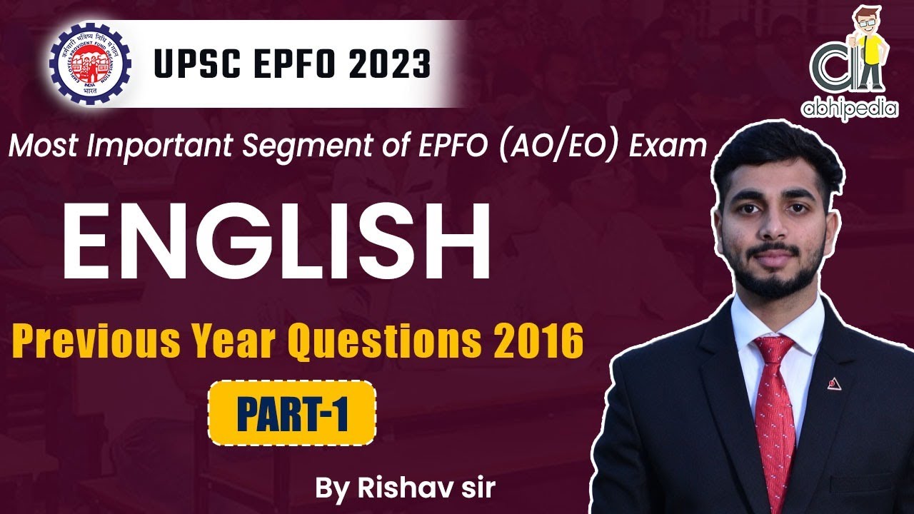 UPSC EPFO Exam 2023 | English | Previous Year Questions 2016 | Part-1 | EPFO(EO/AO) | By Rishav Sir