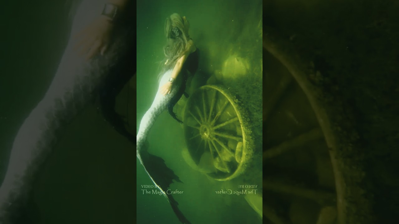 Mermaid Phantom swims by an old Wagon Wheel (flipped)