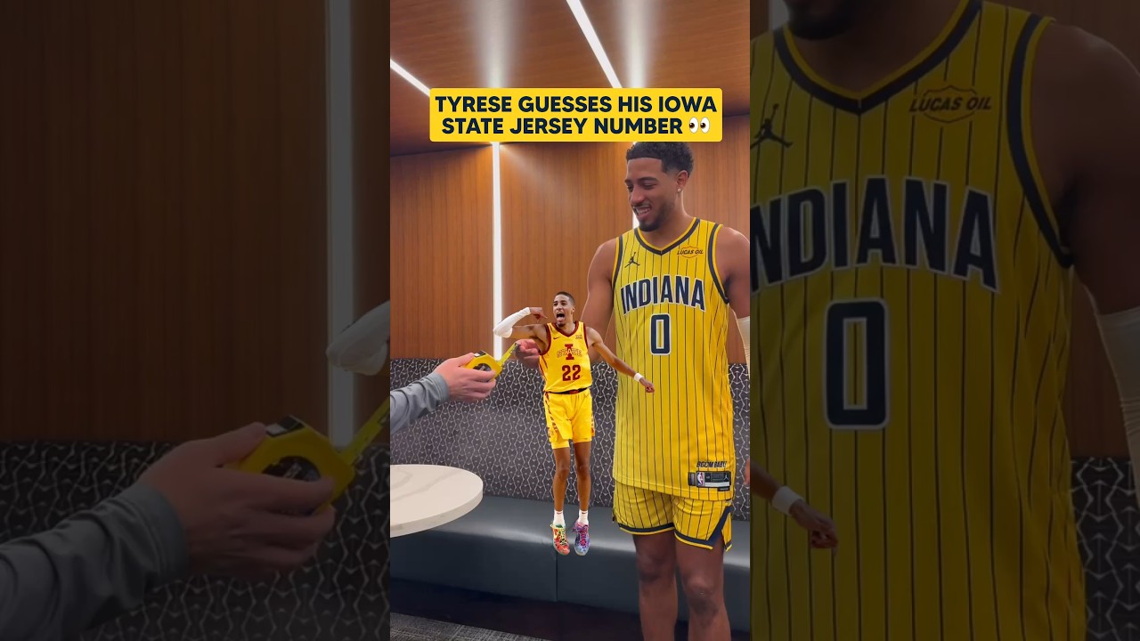 Tyrese Haliburton tries to guess his college number (22) before we head to Iowa State tomorrow 👀