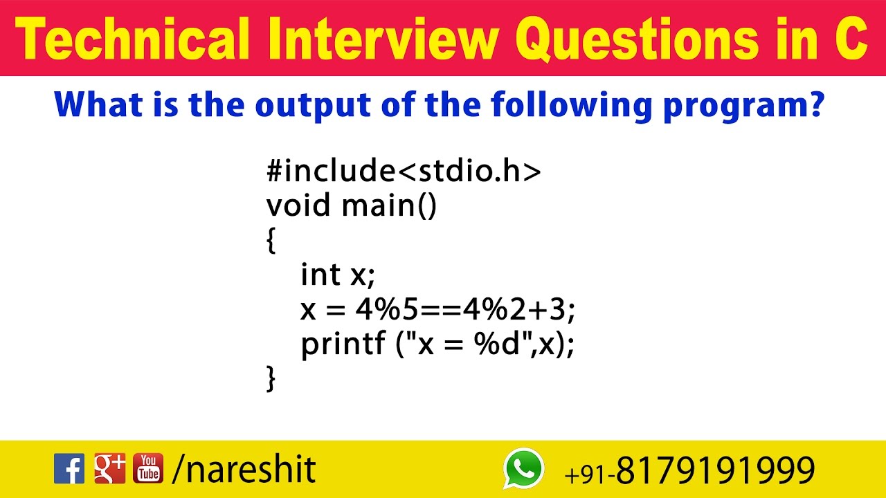 Operators | C Technical Interview Questions and Answers | Mr. Srinivas ...