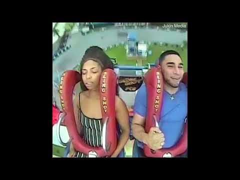 Hilarious moment woman keeps fainting on slingshot ride - Daily Mail
