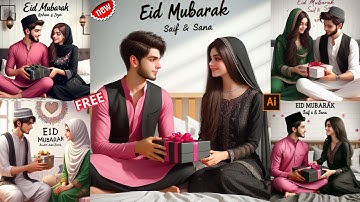 Muslim Couple Eid Mubarak AI Photo Editing|Eid Mubarak AI Photo kaise banaye|Bing AI