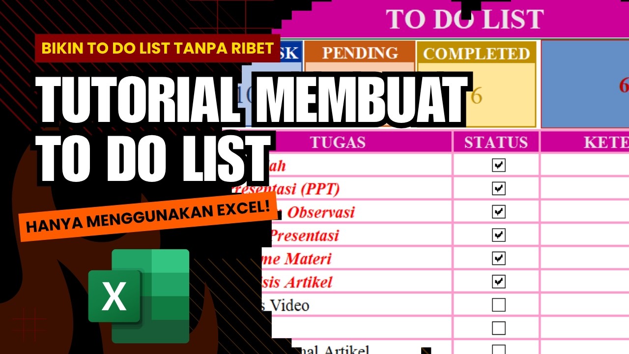 TUTORIAL MEMBUAT TO DO LIST HANYA MENGGUNAKAN EXCEL!!! - YouTube