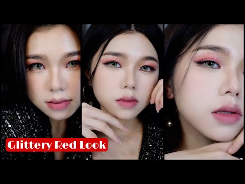 [ENG] ផាត់មុខទៅ Party | Glittery Red Elegant Look | Sreynea ស្រីនា