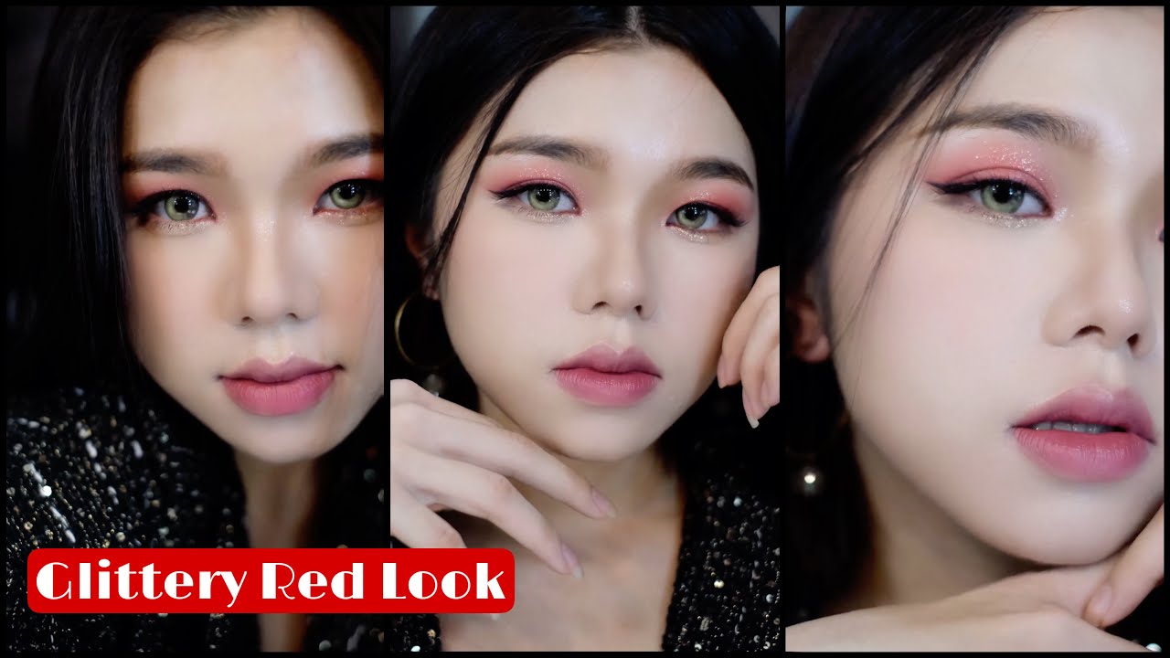 [ENG] ផាត់មុខទៅ Party | Glittery Red Elegant Look | Sreynea ស្រីនា