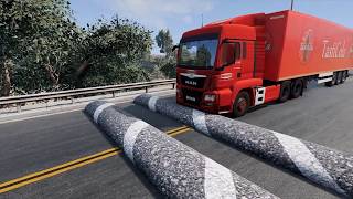 Trucks vs Massive Speed bump vs potholes rocks compilation #176 beamng drive live 2