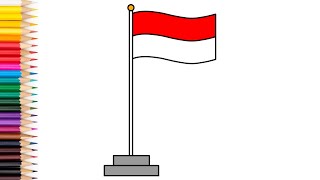 Cara menggambar bendera merah putih | menggambar bendera indonesia berkibar