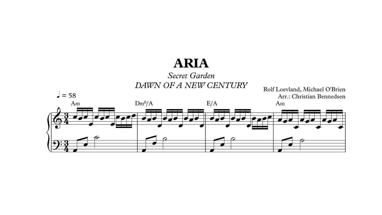 Secret Garden - Aria from Dawn Of A New Century - Piano - YouTube