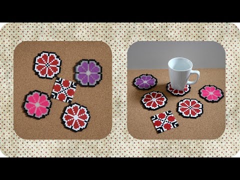 كوسترز لكاسات الشاي أو العصير من خرز Perler