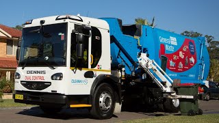 Rubbish Process Step 2: The rubbish truck empties the red bin