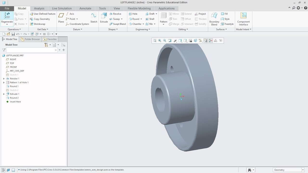 Protected Type Flange | Left and right Flange | Part Model | CREO Parametric 5.0