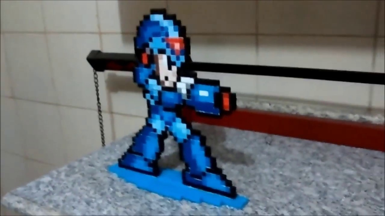 Megaman X  Pixel Artesanato em Madeira ( Pixel Art Speed Drawing)