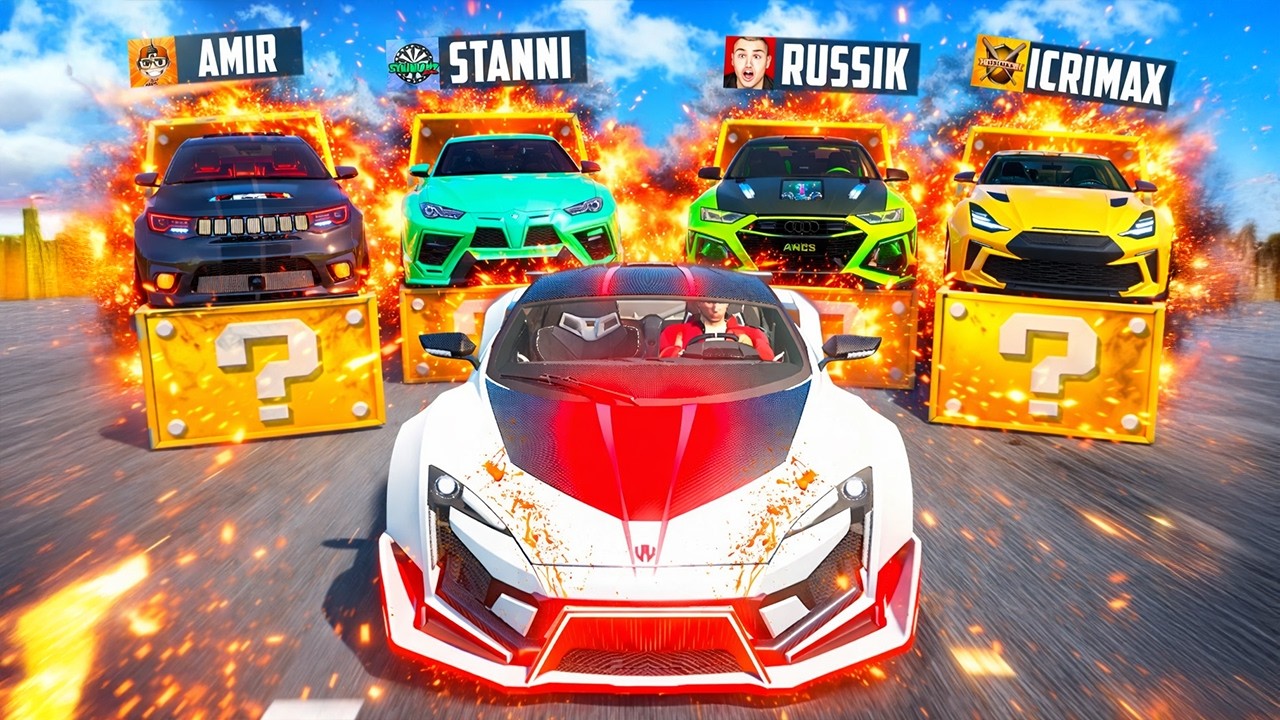 YOUTUBER JAGEN mich mit ZUFÄLLIGEN LUCKY BLOCK AUTOS in GTA 5!