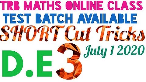 PG, POLYTECHNIC TRB MATHS ONLINE CLASS- D.E (Shortcut Tricks 3)