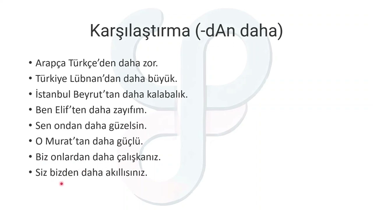43. المقارنة باللغة التركية