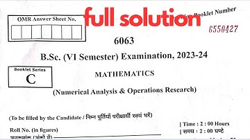 6th sem bsc , question paper solution ( numerical analysis & operation research) # dbrau# ddu# rmpsu