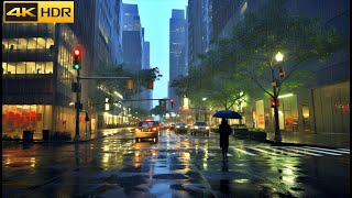 New York Rain Walk ☔️ Walking the 5th Avenue and Times Square in Rain [4k HDR]