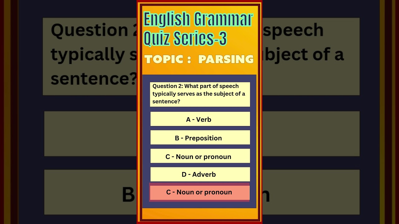 English Grammar Quiz Series -3 Topic- Parsing 