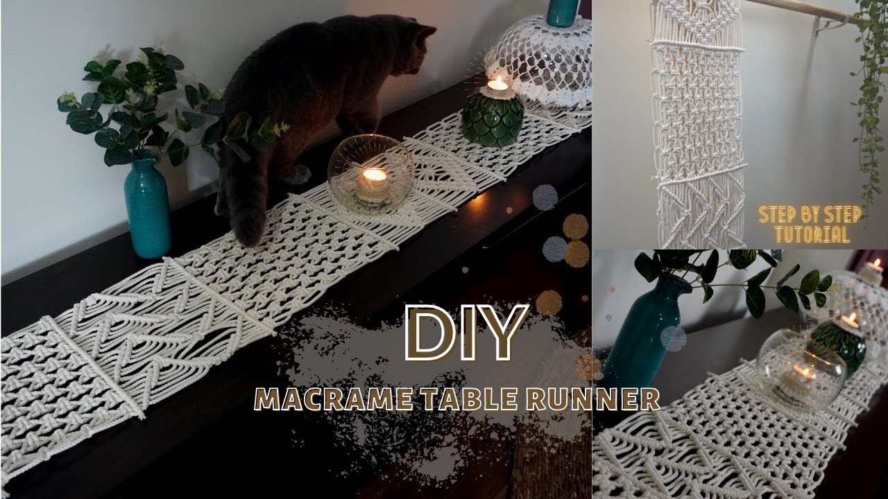 Сделайте элегантную настольную дорожку из макраме с простыми узлами макраме | Him Макраме