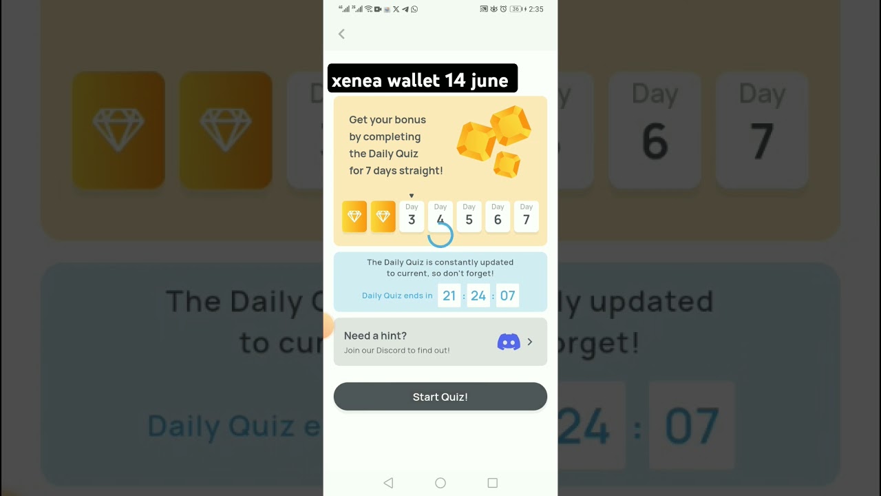 xenea wallet 14 june quiz answer 