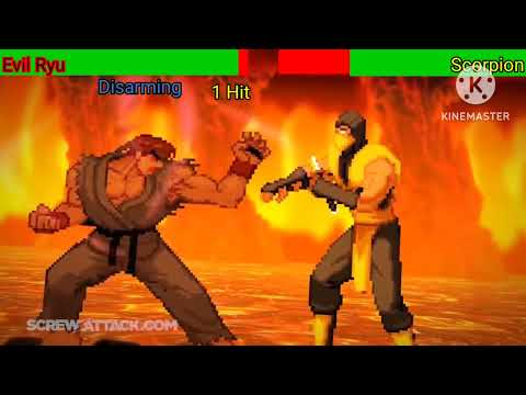 Ryu vs Scorpion with healthbars / Death Battle 