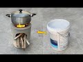 DIY Cement &amp; Plastic Bucket Wood Stove | Secret Homemade Heater Taking Winter by Storm