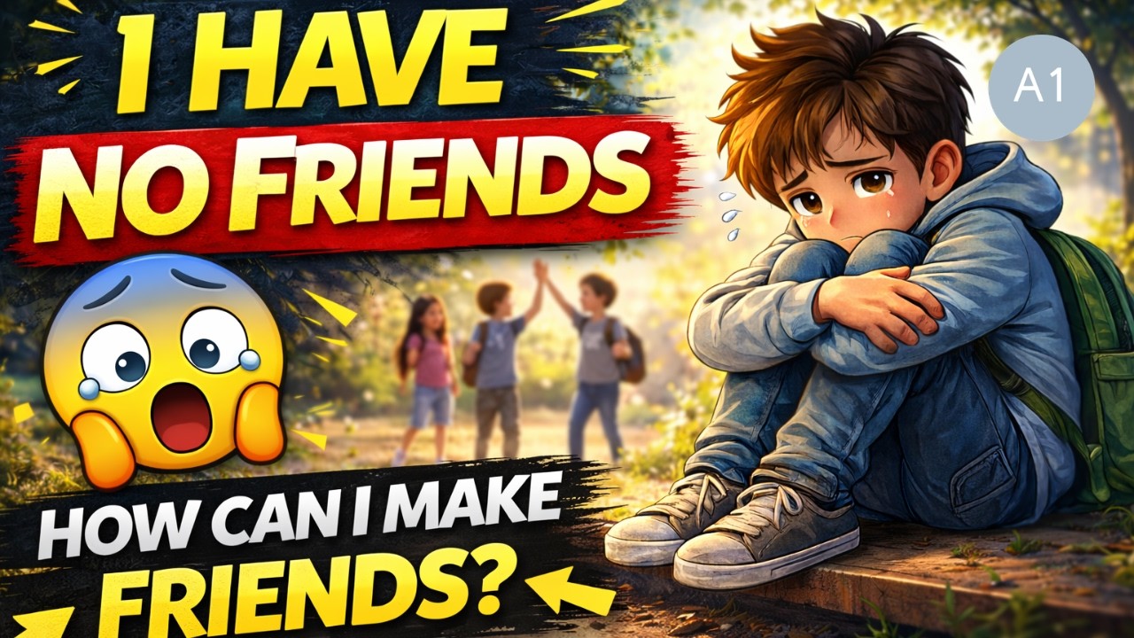 A1 English Listening –I Have No Friends 😢 (Slow & Clear) | تدريب الاستماع إنجليزي – ليس لدي أصدقاء