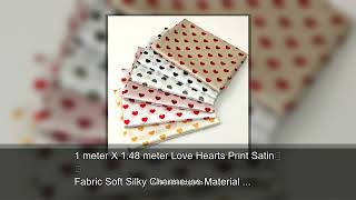1 meter X 1.48 meter Love Hearts Print Satin Fabric Soft Silky Charmeuse Material For Scarf Lin screenshot 4