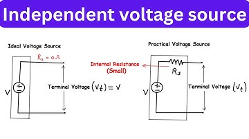 Independent voltage source | Ideal voltage source | Practical voltage source | Characteristics