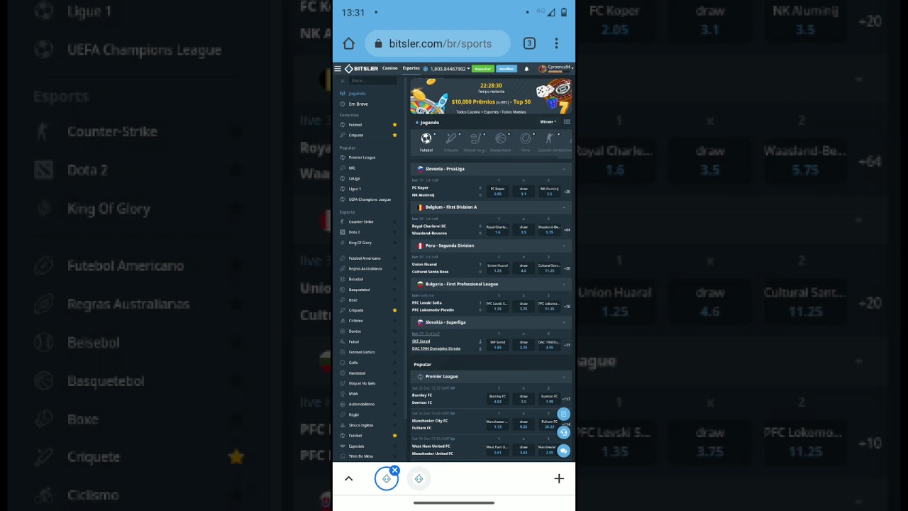 BITSLER BET / APOSTAS ESPORTIVAS NO BITSLER / BOLÃO DO BITSLER FUTEBOL MMA BASQUETE BASEBALL