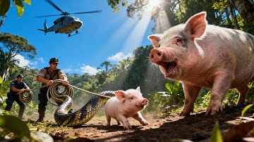 Rescue Team’s Bold Fight Against Giant Python to Save a pig 🐖