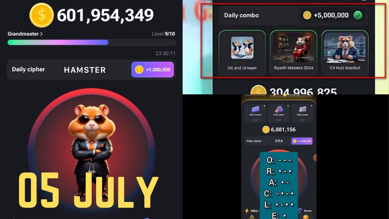 Hamster Kombat |Daily Cipher code |Combo Card |1 Million & 5 Million ...