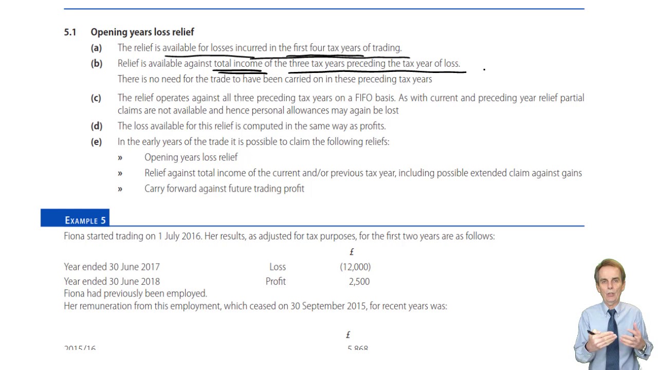ACCA Taxation (TX-UK) Tax Adjusted Trading Loss - Terminal loss relief
