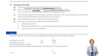 ACCA Taxation (TX-UK) Tax Adjusted Trading Loss - Terminal loss relief