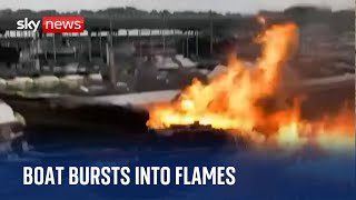 US: Family forced to dive into reservoir when boat bursts into flames