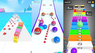 Jelly Tube Run vs Ball Merge 2048 vs Number Ball 3 in one Gameplay Run & Merge