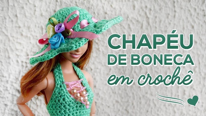 Roupa para Barbie Curvy biquíni com saída de praia e chapéu