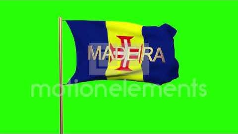 Madeira Flag With Title Waving In The Wind. Looping Sun Rises Style. Animation L Stock Animation