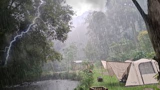 CAMPING HUJAN DERAS DIHUTAN GN.HALU // CAMP KELUARGA BAHAGIA//RELAKSASI SUARA ALAM 