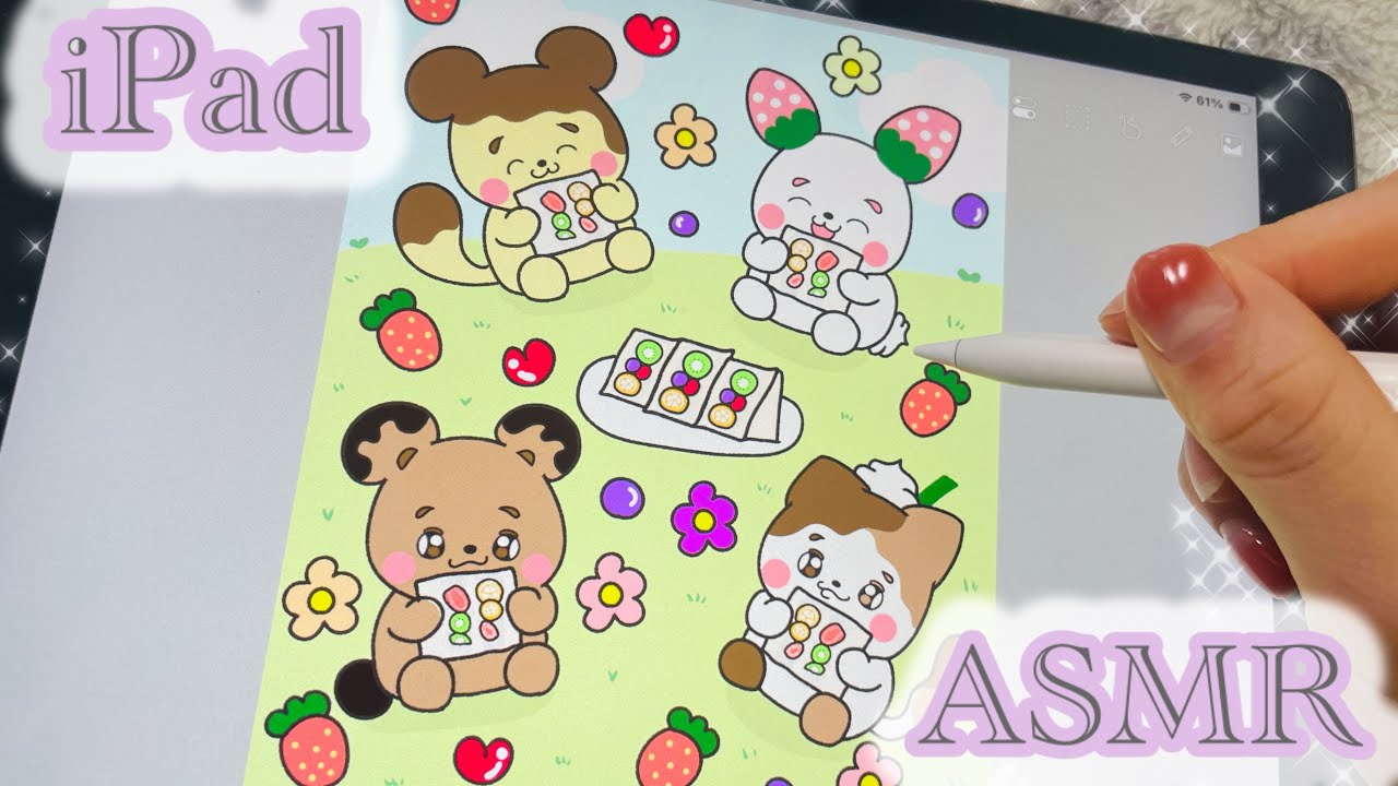 【声なし】iPadでぷりたぬ達を描く音/作業用・睡眠用ASMR/