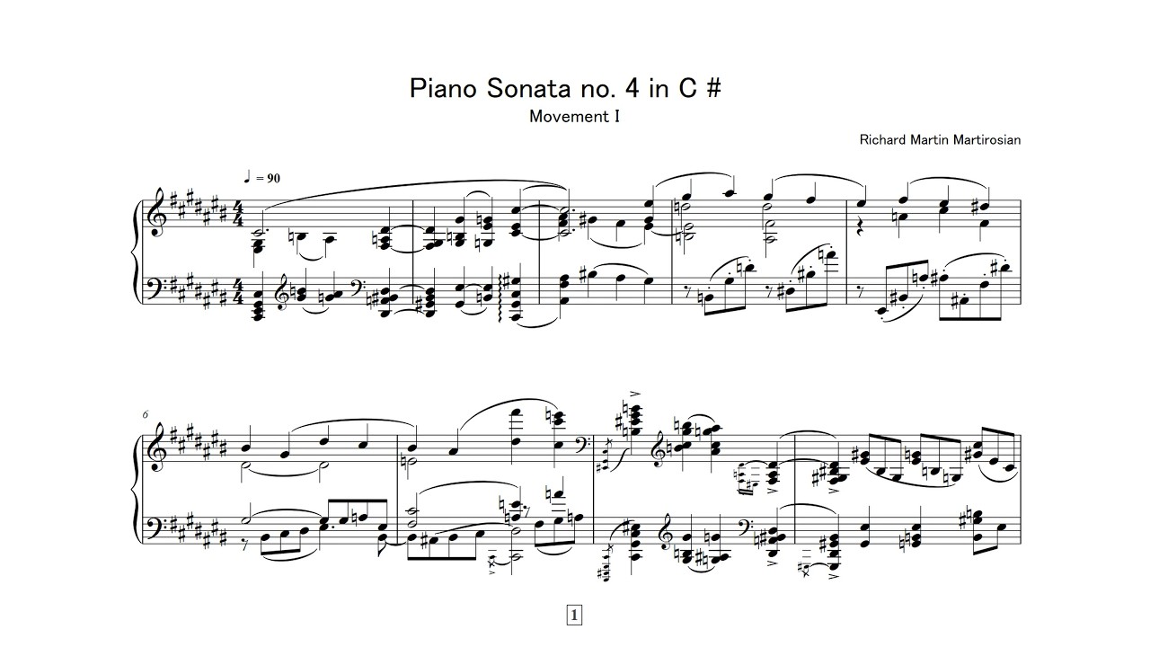 Piano Sonata No. 4 in C♯ — Movement I (2020)