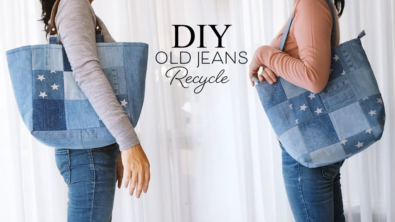 How to make recycled denim tote bag | sewing | easy | tutorial