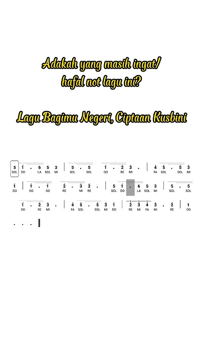 NOT ANGKA LAGU BAGIMU NEGERI, KUSBINI #notangka