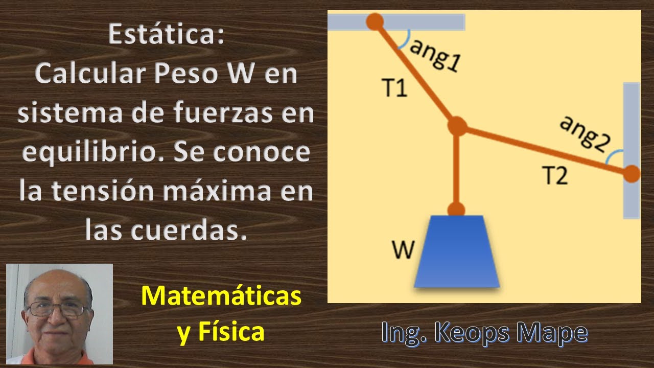 Estática: Calcular Peso W en sistema de fuerzas en equilibrio - YouTube
