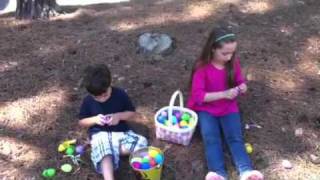 Dino and Angelina at neighborhood Easter egg hunt 2011