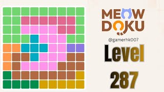 Meowdoku level 287 Walkthrough Solution 