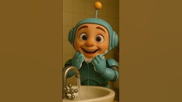 RoboBoo washes up — clean hands, happy bot! 🫧🤖🧼 #roboboo #washhands #healthyhabits #shorts