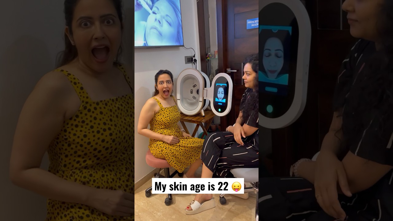 Check out this cool digital face skin analysis machine ๐ณ #shorts #garimasgoodlife